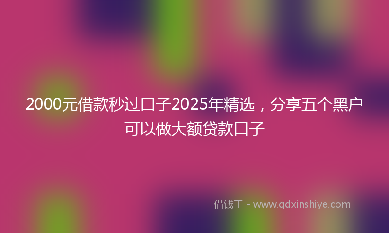 2000元借款秒过口子2025年精选，分享五个黑户可以做大额贷款口子