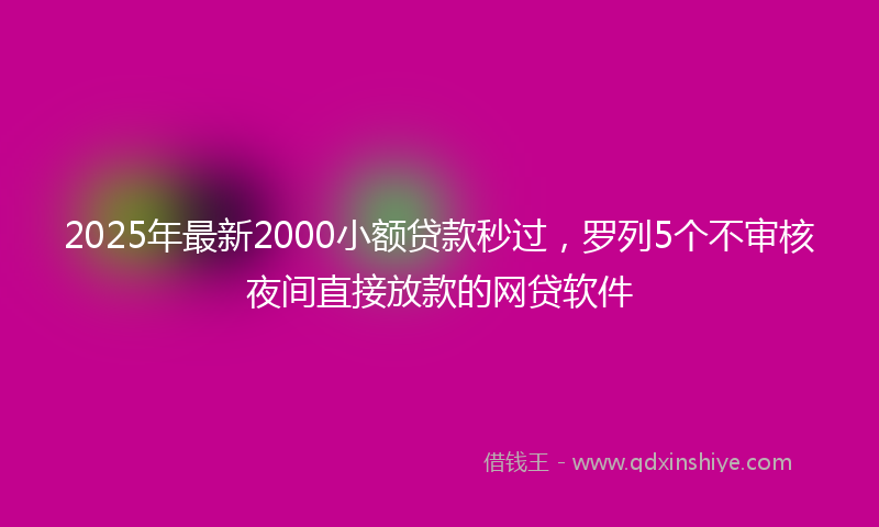2025年最新2000小额贷款秒过，罗列5个不审核夜间直接放款的网贷软件