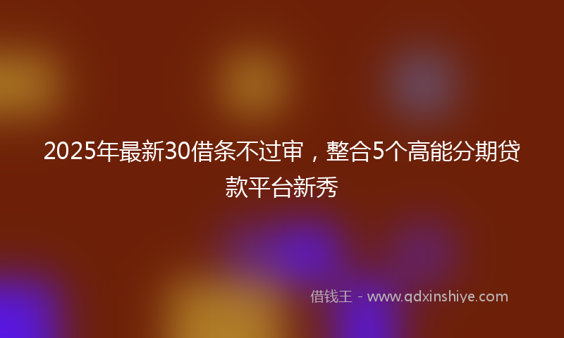 2025年最新30借条不过审，整合5个高能分期贷款平台新秀