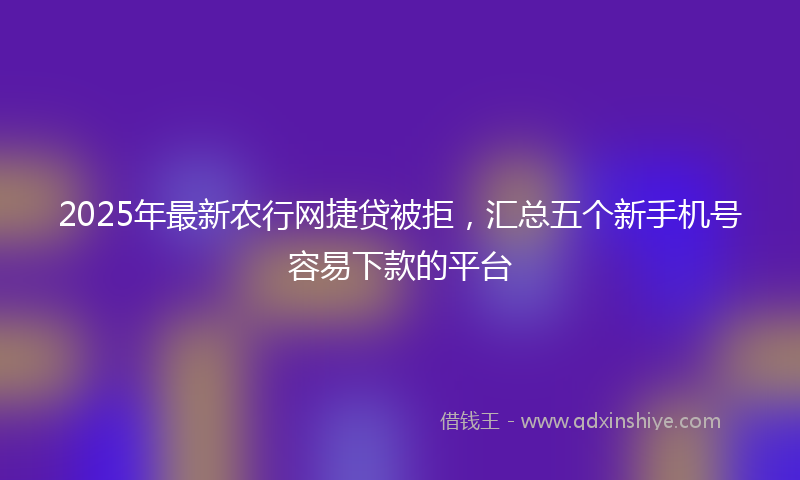 2025年最新农行网捷贷被拒，汇总五个新手机号容易下款的平台