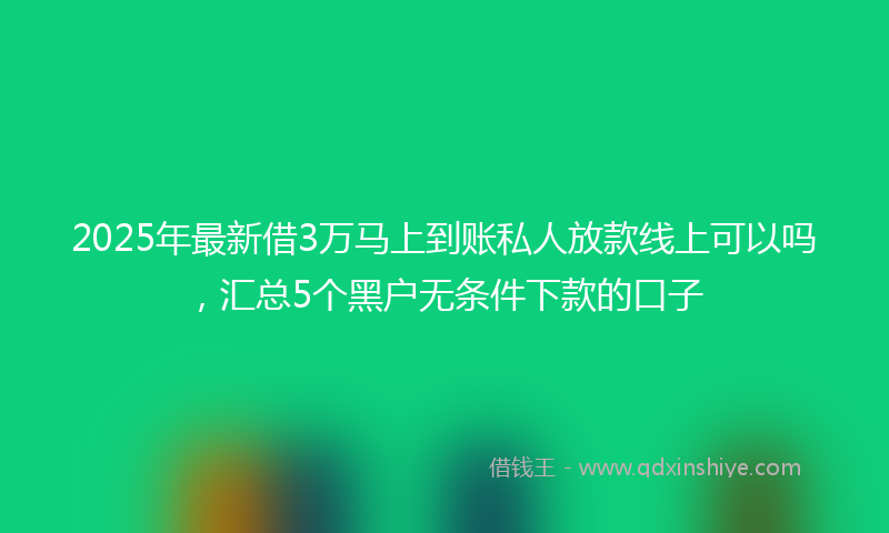 2025年最新借3万马上到账私人放款线上可以吗，汇总5个黑户无条件下款的口子