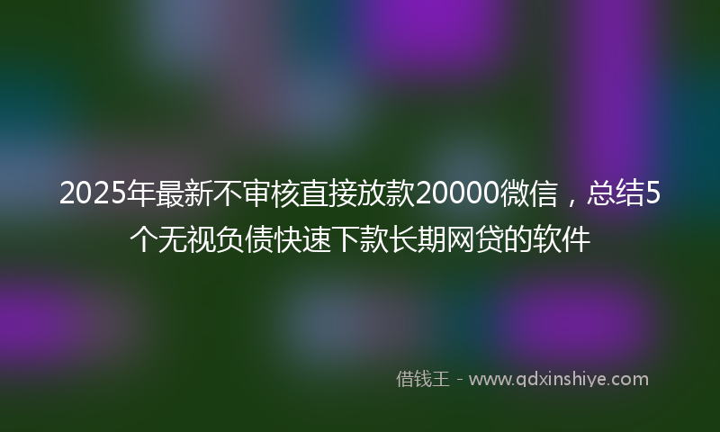 2025年最新不审核直接放款20000微信，总结5个无视负债快速下款长期网贷的软件