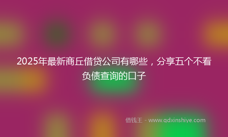 2025年最新商丘借贷公司有哪些，分享五个不看负债查询的口子