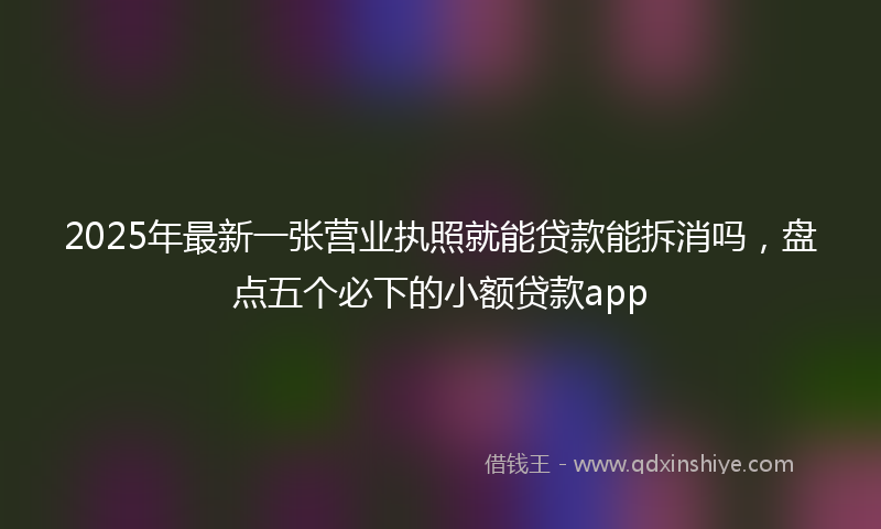 2025年最新一张营业执照就能贷款能拆消吗，盘点五个必下的小额贷款app