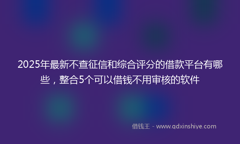2025年最新不查征信和综合评分的借款平台有哪些，整合5个可以借钱不用审核的软件