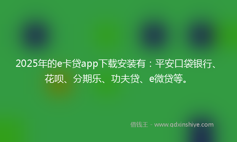 2025年的e卡贷app下载安装有：平安口袋银行、花呗、分期乐、功夫贷、e微贷等。
