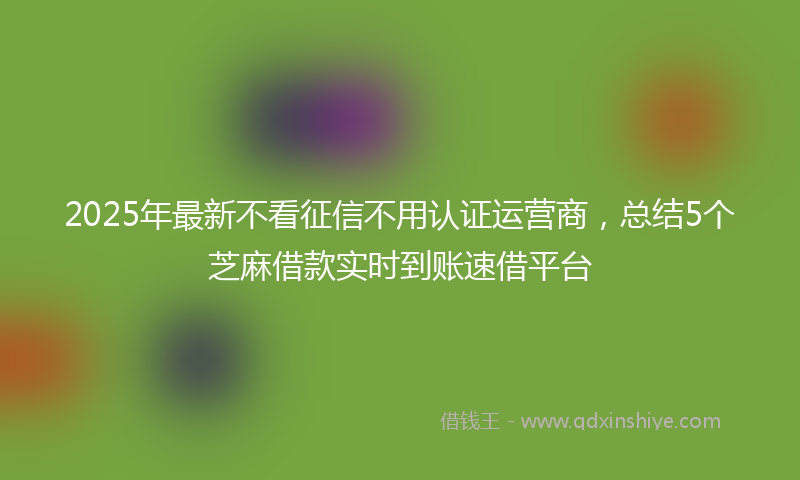 2025年最新不看征信不用认证运营商，总结5个芝麻借款实时到账速借平台