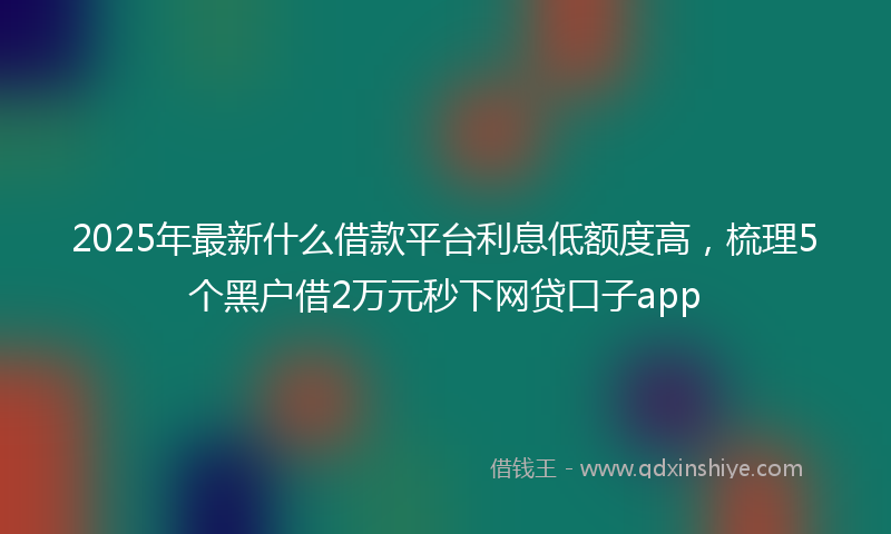 2025年最新什么借款平台利息低额度高，梳理5个黑户借2万元秒下网贷口子app