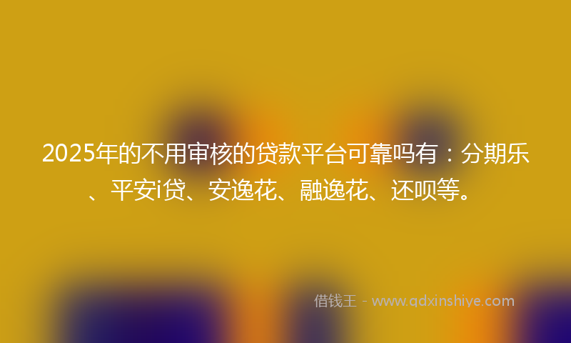 2025年的不用审核的贷款平台可靠吗有：分期乐、平安i贷、安逸花、融逸花、还呗等。