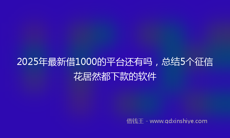 2025年最新借1000的平台还有吗，总结5个征信花居然都下款的软件