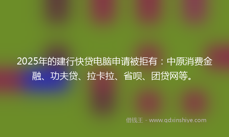 2025年的建行快贷电脑申请被拒有：中原消费金融、功夫贷、拉卡拉、省呗、团贷网等。