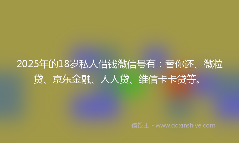 2025年的18岁私人借钱微信号有：替你还、微粒贷、京东金融、人人贷、维信卡卡贷等。
