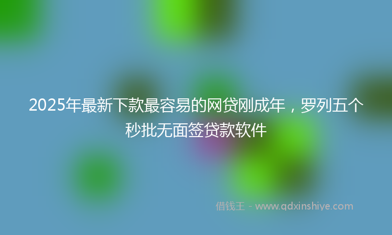 2025年最新下款最容易的网贷刚成年，罗列五个秒批无面签贷款软件