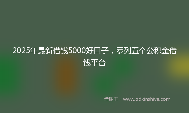 2025年最新借钱5000好口子，罗列五个公积金借钱平台