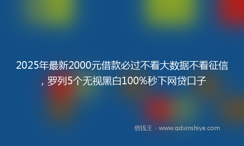 2025年最新2000元借款必过不看大数据不看征信，罗列5个无视黑白100%秒下网贷口子