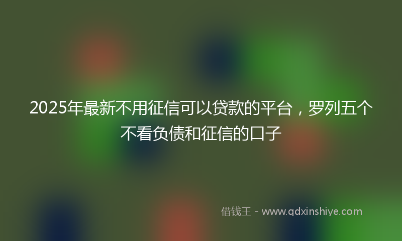 2025年最新不用征信可以贷款的平台，罗列五个不看负债和征信的口子