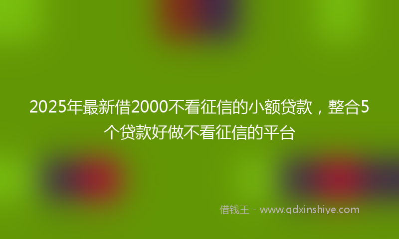 2025年最新借2000不看征信的小额贷款，整合5个贷款好做不看征信的平台