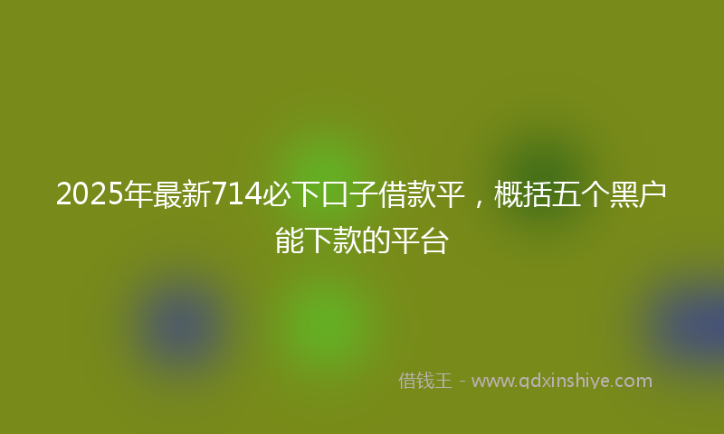 2025年最新714必下口子借款平，概括五个黑户能下款的平台