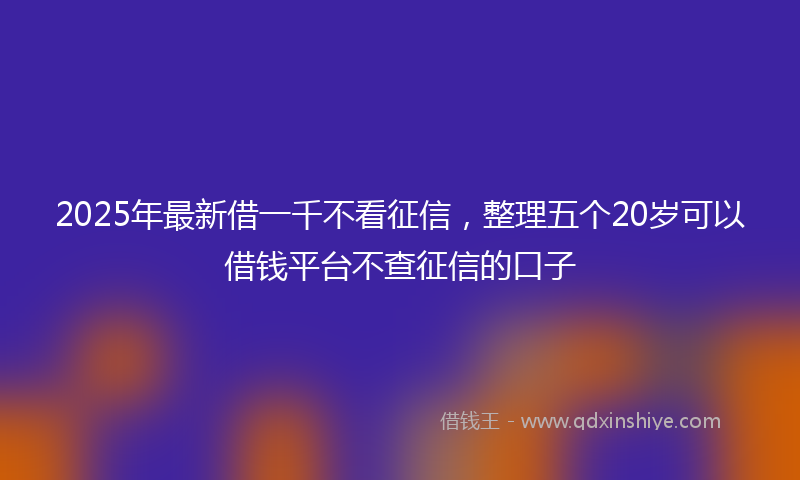 2025年最新借一千不看征信，整理五个20岁可以借钱平台不查征信的口子