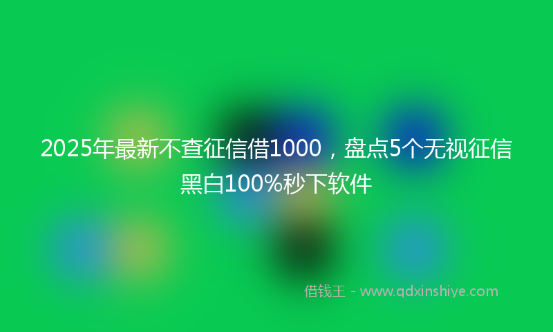 2025年最新不查征信借1000，盘点5个无视征信黑白100%秒下软件