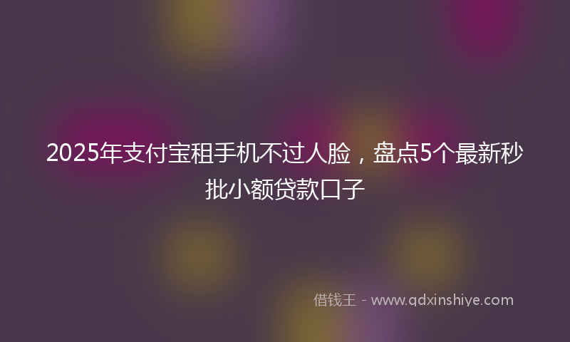 2025年支付宝租手机不过人脸，盘点5个最新秒批小额贷款口子