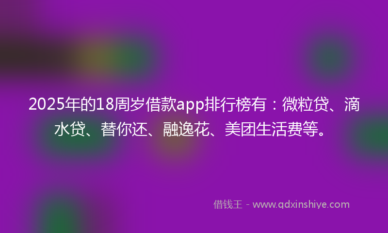 2025年的18周岁借款app排行榜有：微粒贷、滴水贷、替你还、融逸花、美团生活费等。