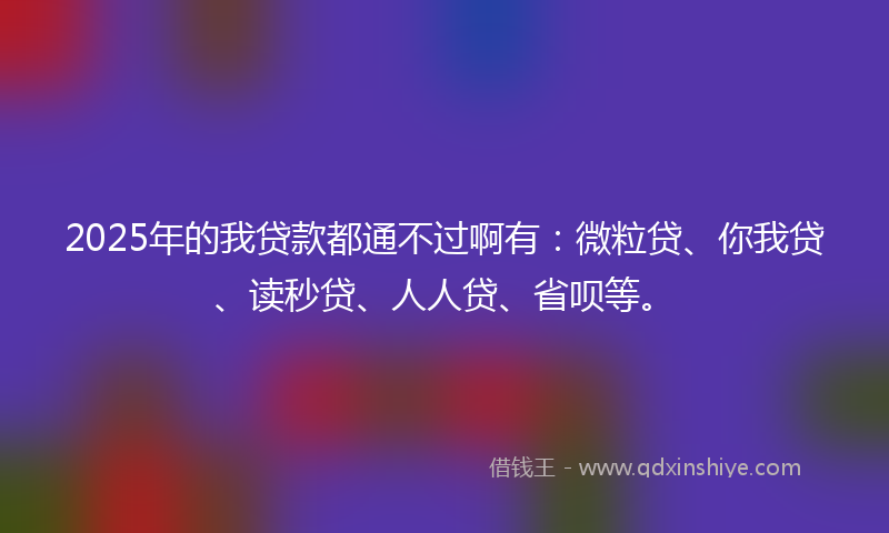 2025年的我贷款都通不过啊有：微粒贷、你我贷、读秒贷、人人贷、省呗等。