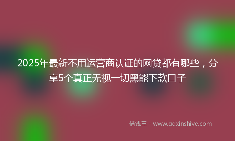 2025年最新不用运营商认证的网贷都有哪些，分享5个真正无视一切黑能下款口子