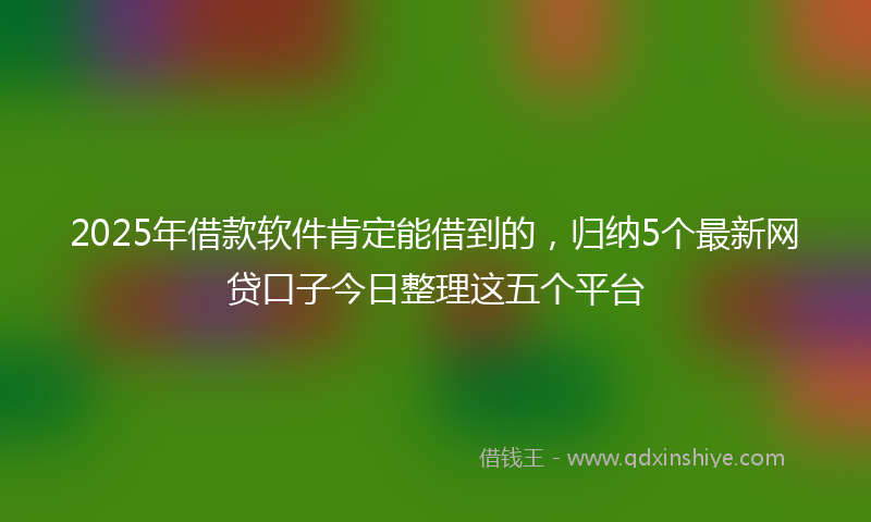 2025年借款软件肯定能借到的，归纳5个最新网贷口子今日整理这五个平台