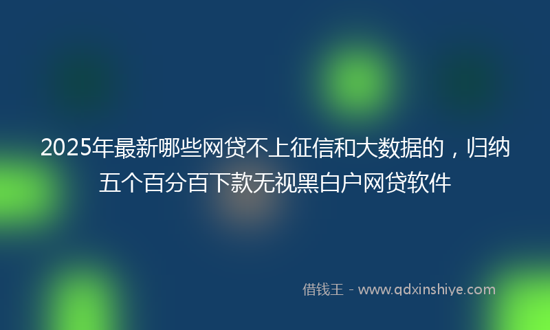 2025年最新哪些网贷不上征信和大数据的，归纳五个百分百下款无视黑白户网贷软件