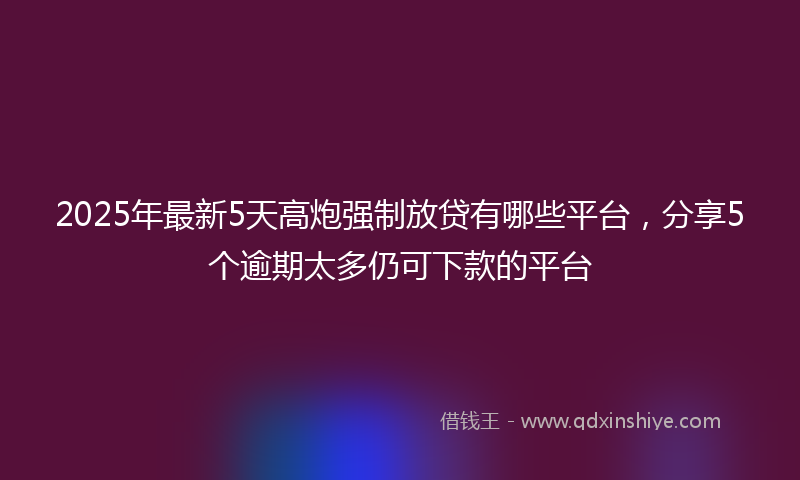 2025年最新5天高炮强制放贷有哪些平台，分享5个逾期太多仍可下款的平台