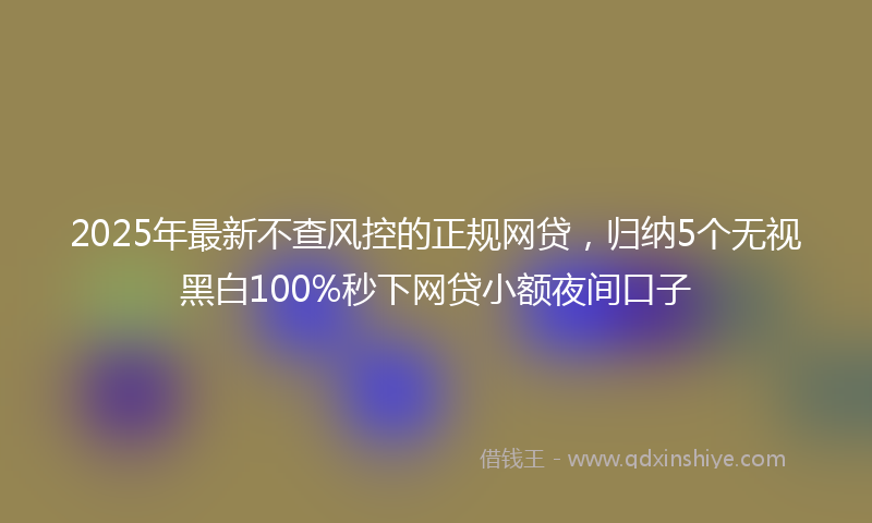 2025年最新不查风控的正规网贷，归纳5个无视黑白100%秒下网贷小额夜间口子