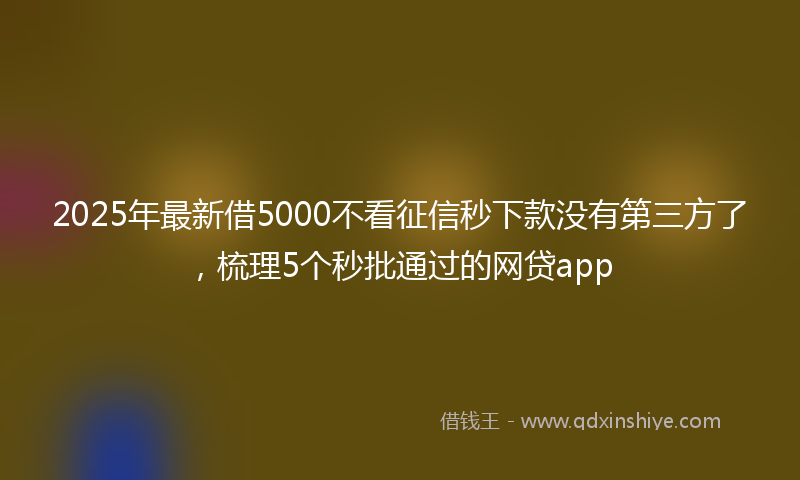 2025年最新借5000不看征信秒下款没有第三方了，梳理5个秒批通过的网贷app