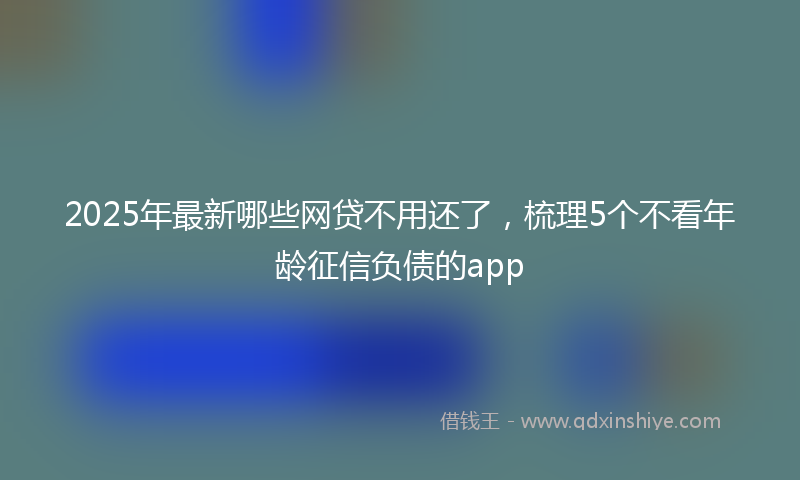 2025年最新哪些网贷不用还了，梳理5个不看年龄征信负债的app