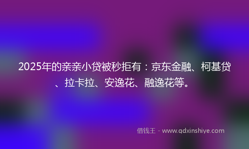 2025年的亲亲小贷被秒拒有：京东金融、柯基贷、拉卡拉、安逸花、融逸花等。