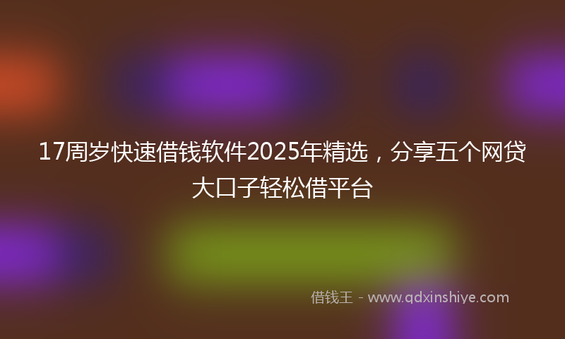 17周岁快速借钱软件2025年精选，分享五个网贷大口子轻松借平台
