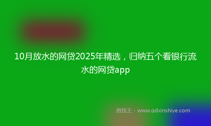 10月放水的网贷2025年精选，归纳五个看银行流水的网贷app