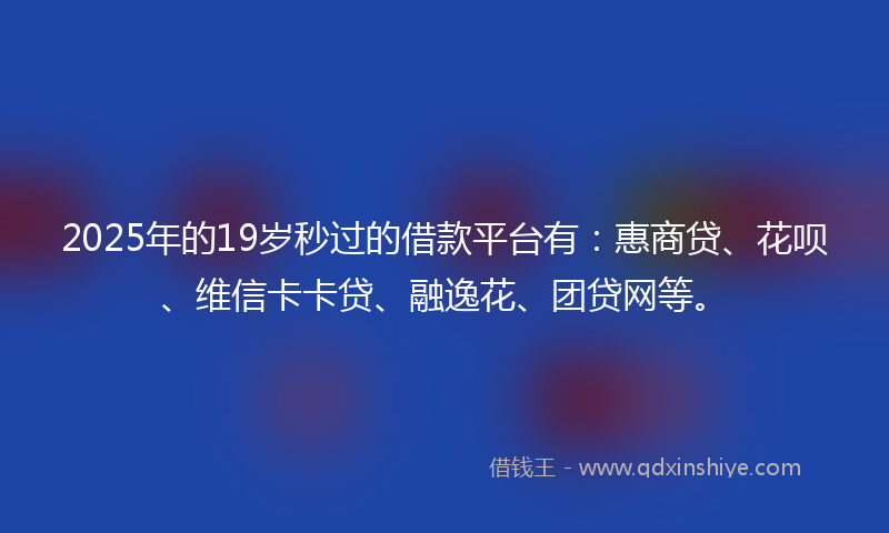 2025年的19岁秒过的借款平台有：惠商贷、花呗、维信卡卡贷、融逸花、团贷网等。