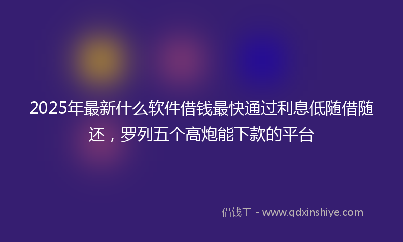 2025年最新什么软件借钱最快通过利息低随借随还，罗列五个高炮能下款的平台