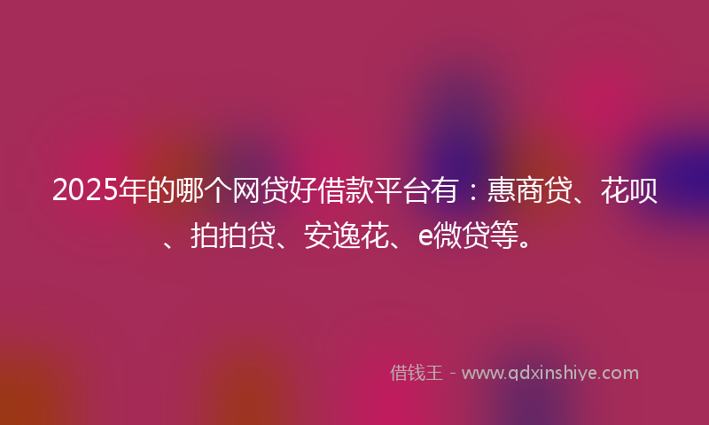 2025年的哪个网贷好借款平台有：惠商贷、花呗、拍拍贷、安逸花、e微贷等。