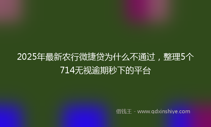 2025年最新农行微捷贷为什么不通过，整理5个714无视逾期秒下的平台