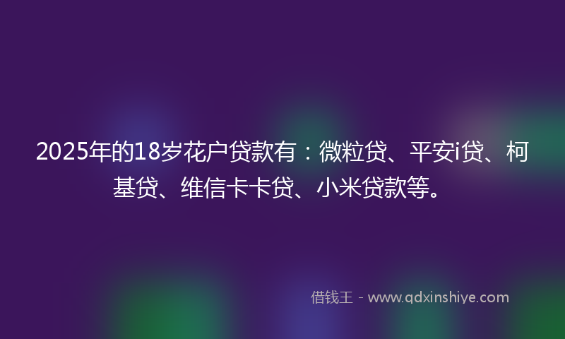 2025年的18岁花户贷款有：微粒贷、平安i贷、柯基贷、维信卡卡贷、小米贷款等。