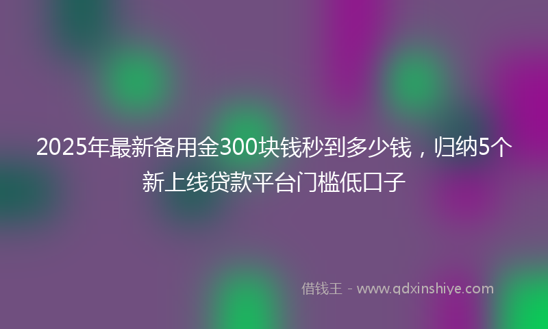 2025年最新备用金300块钱秒到多少钱，归纳5个新上线贷款平台门槛低口子