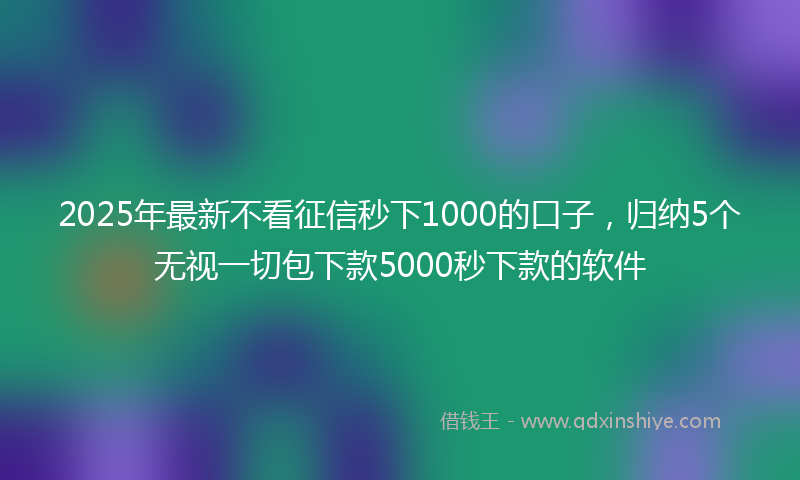 2025年最新不看征信秒下1000的口子，归纳5个无视一切包下款5000秒下款的软件