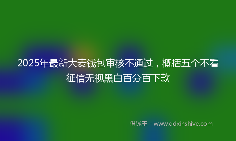 2025年最新大麦钱包审核不通过，概括五个不看征信无视黑白百分百下款