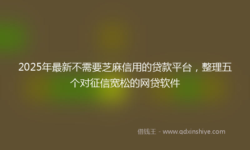 2025年最新不需要芝麻信用的贷款平台，整理五个对征信宽松的网贷软件