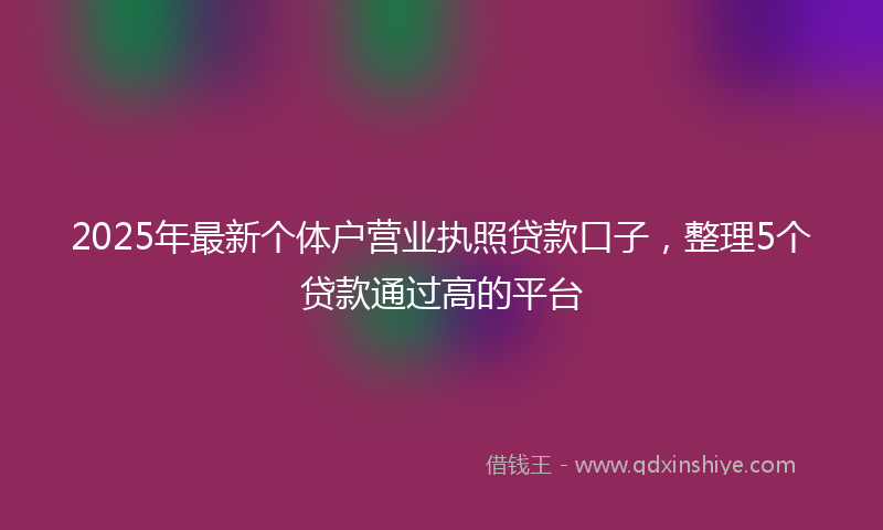2025年最新个体户营业执照贷款口子，整理5个贷款通过高的平台