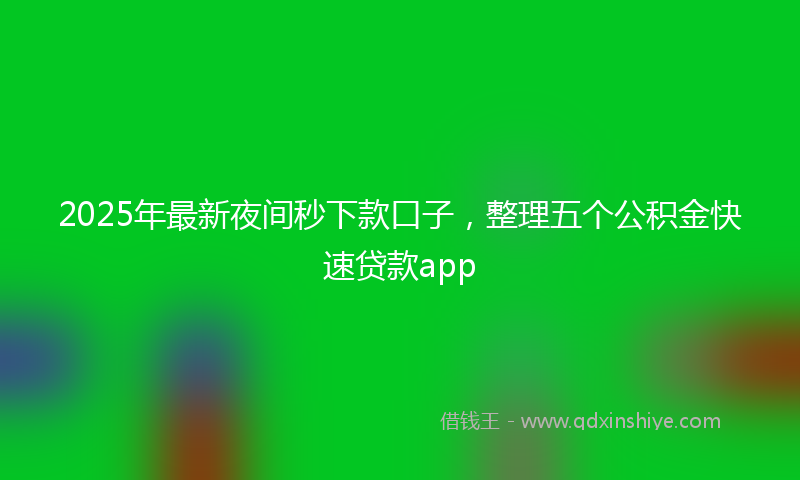 2025年最新夜间秒下款口子，整理五个公积金快速贷款app