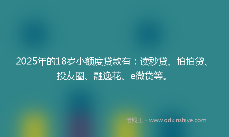 2025年的18岁小额度贷款有：读秒贷、拍拍贷、投友圈、融逸花、e微贷等。