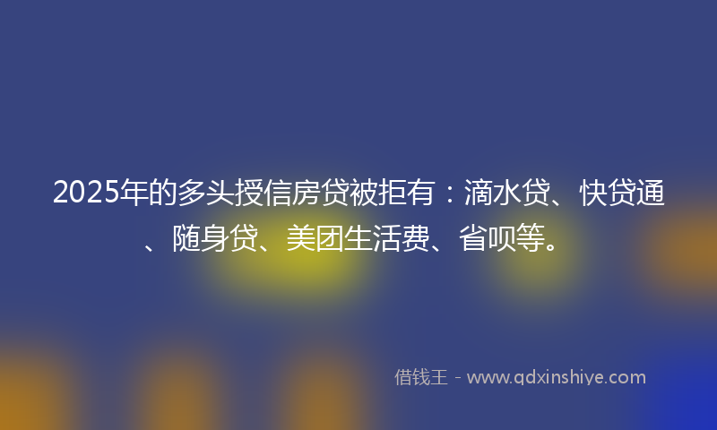 2025年的多头授信房贷被拒有：滴水贷、快贷通、随身贷、美团生活费、省呗等。